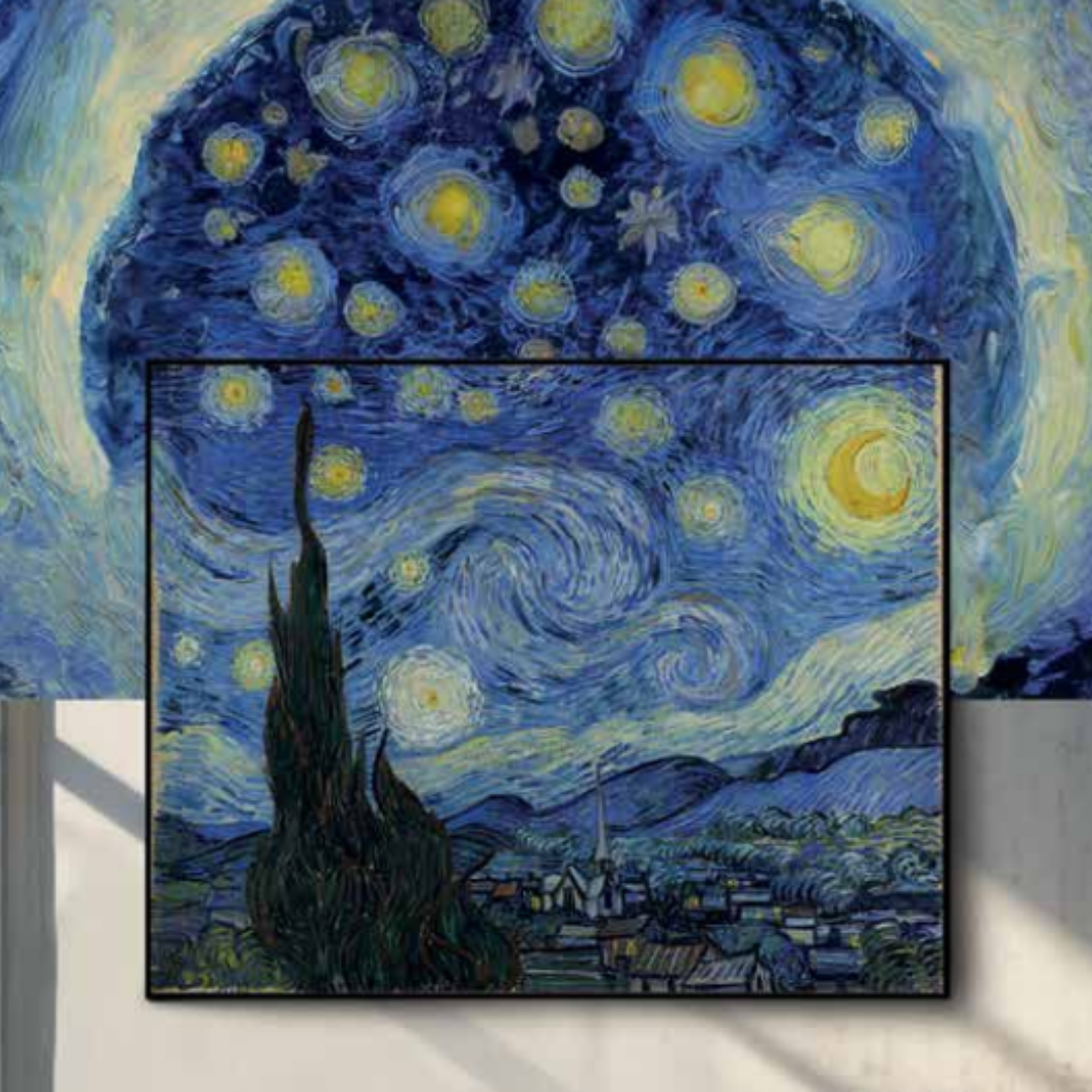 MufflePrint featuring Starry night by Vincent Van Gogh framed with black aluminum
