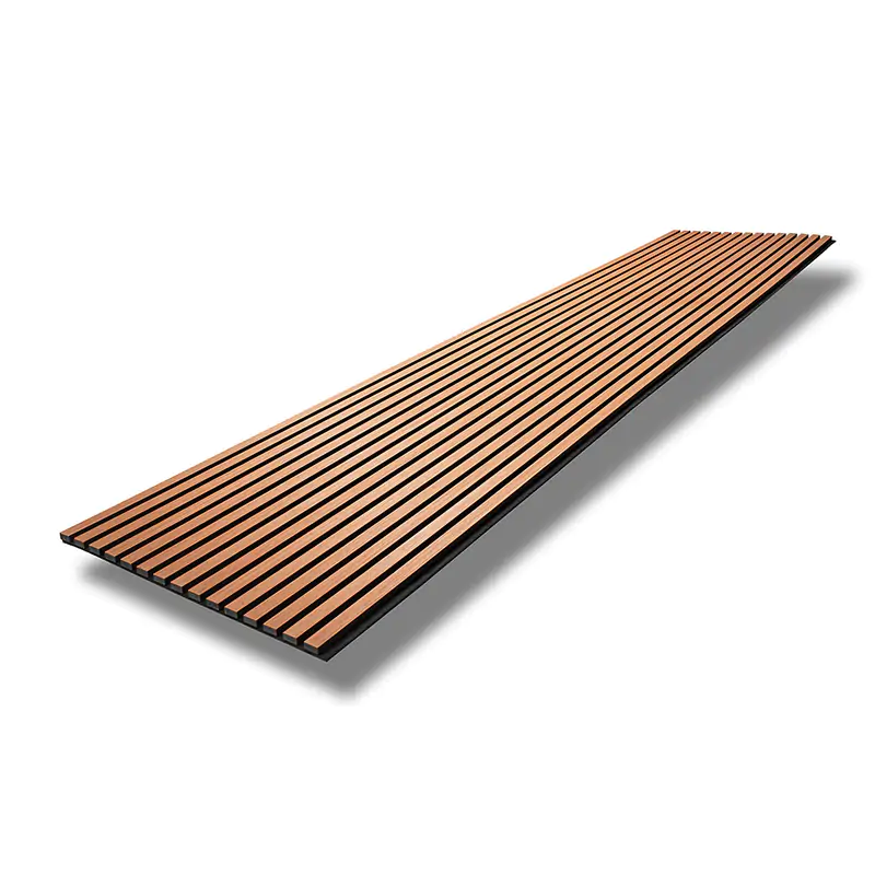 MuffleTimber | Acoustic Slat Wood Wall Panel - Mahogany (Black Felt)