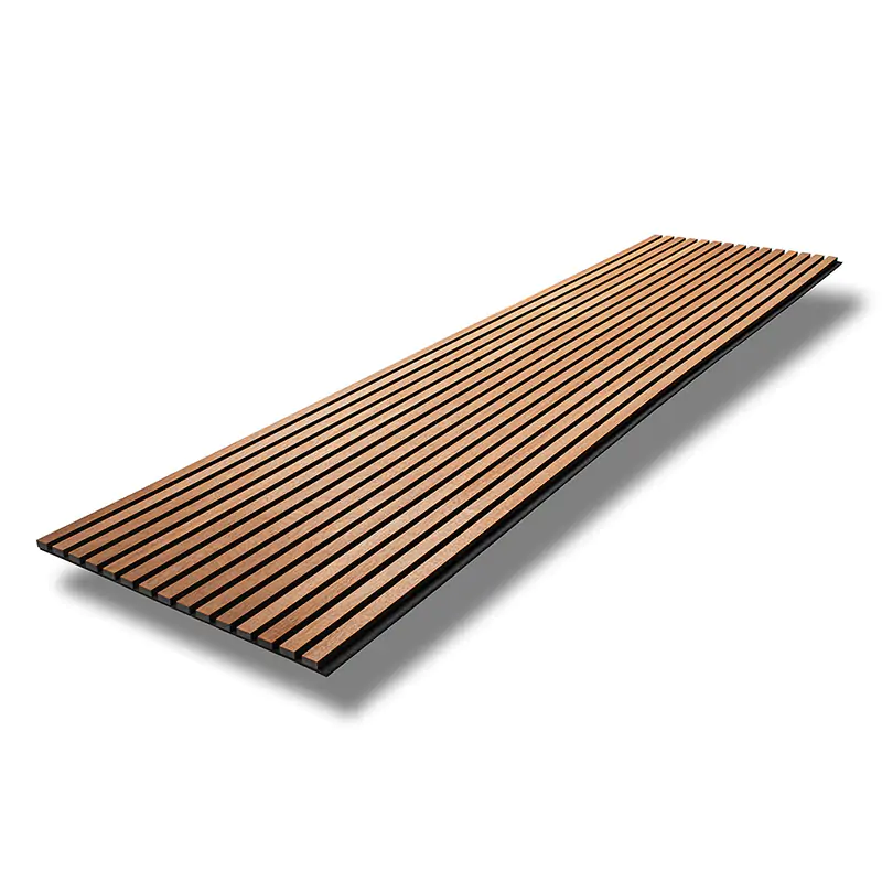 MuffleTimber | Acoustic Slat Wood Wall Panel - Sapelli (Black Felt)