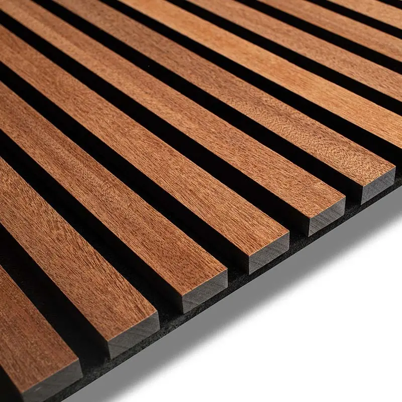 MuffleTimber | Acoustic Slat Wood Wall Panel - Sapelli (Black Felt)