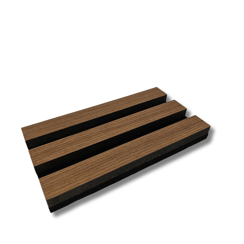 MuffleTimber | Acoustic Slat Wood Wall Panel - Sapelli (Black Felt)