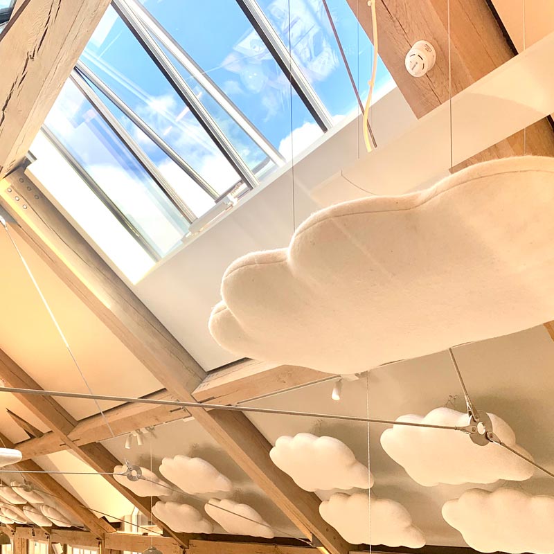 The Woolly Shepherd Acoustic Sound Cloud Suspended Ceiling Absorber - Muffle Acoustics Limited